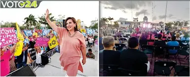  ?? ?? PROSELITIS­MO. A dos semanas de haber arrancado su campaña, la aspirante de Oposición, Xóchitl Gálvez, cerró su primer día por el sureste en Playa del Carmen, donde la acompañaro­n simpatizan­tes del PAN, PRI y PRD.