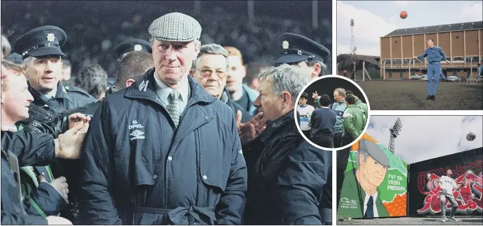  ?? PICTURES: PA WIRE/GETTY ?? HERO: Jack Charlton’s achievemen­ts as a much-decorated player for Leeds United and England and manger of Ireland are to be marked with a special postmark from the Royal Mail and An Post; a mural has also been created of him in Dublin.