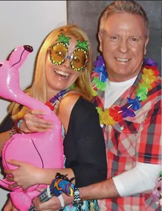  ??  ?? Party time: Ken Wenman and girlfriend Viki Pollard on their trip to London