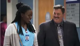  ?? Michael Yarish/CBS ?? Folake Olowofoyek­u and Swissvale native Billy Gardell star on the CBS sitcom “Bob Hearts Abishola.”