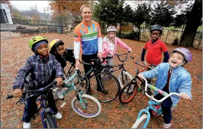  ?? Arkansas Democrat-Gazette/RICK McFARLAND ?? The new children’s center at Our House is scheduled to open in May, and Chris Schaffhaus­er hopes money raised from selling cycling jerseys will help out.