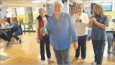  ?? SHARON MONTGOMERY-DUPE/CAPE BRETON POST ?? back left, Mary McInnis and Marilyn Sutherland, both of Glace Bay and Diane Bauder of Black Brook. League play usually ends in February but it will be extended for two months, partly because the bowling lanes need to be used. %JBOB .BD-FBO GSPOU B...