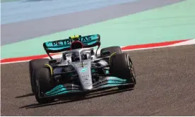  ?? Bahrain. Photograph: Giuseppe Cacace/AFP/Getty Images ?? Lewis Hamilton in the ‘radical’ Mercedes on the first day of F1’s final pre-season testing in