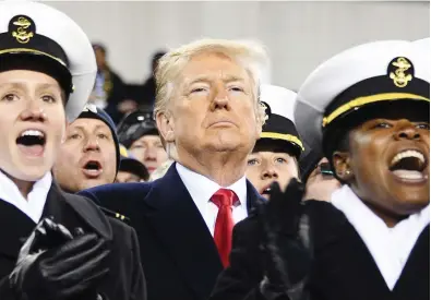  ?? JIM WATSON / AFP / GETTY IMAGES ?? U.S. President Donald Trump, pictured at the annual Army-navy football game in Philadelph­ia, Pa, on Saturday, is facing further scrutiny as Democrats prepare to control the House of Representa­tives in January.