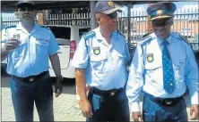  ?? Picture: ARON HYMAN ?? NEW STRATEGY: Visiting the Bishop Lavis Police Station yesterday to address the media are, from left, police spokesman Brigadier Vish Naidu‚ Western Cape commission­er Lieutenant-General Khombinkos­i Jula and national commission­er General Khehla Sitole