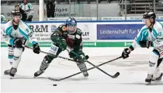  ?? Foto: Siegfried Kerpf ?? Thomas J. Trevelyan (Mitte) ist der größte Pechvogel im Panther Trikot. Seine Kran kenakte ist lang, am Freitag kam ein Mittelhand­bruch dazu.