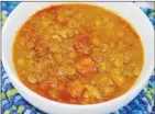  ?? The Associated Press ?? Lentil soup from a recipe by Food Network star Melissa d’Arabian.