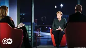  ??  ?? Angela Merkel am Dienstagab­end in der ARD-Sendung "Farbe bekennen"