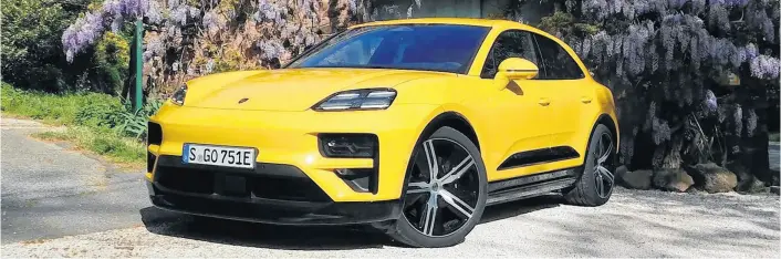  ?? ANDREW MCCREDIE ■ POSTMEDIA ?? The author says: “The base gas Macan starts at $67,000, while the top-of-the-line GTS, with 434 horsepower, rings in at $95,700. For comparison’s sake, the allelectri­c Macan 4 starts at $99,300, and the Macan EV Turbo starts at $125,300, and the Macan EV Turbo (pictured) I drove in France had a sticker price of $167,278.”