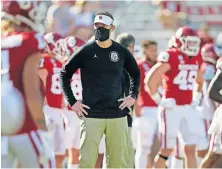  ?? TERRY/ THE OKLAHOMAN] [BRYAN ?? OU coach Lincoln Riley's team looks to be peaking at the right time, having run off four consecutiv­e wins, helped by the return of RB Rhamondre Stevenson and DL Ronnie Perkins from suspension.