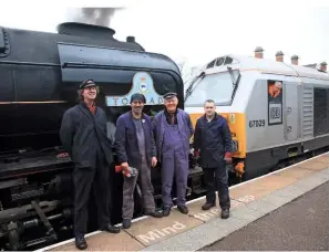  ?? NIGEL HARRIS ?? The daytime crew on February 15: Steve Hanczar, Tony Jones, Jim Smith, Andy Denton and diesel driver Bob Fraser.