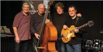  ??  ?? Musicians Frank Ricotti, Christoher Laurence, Martin France and John Parricelli appearing at the Boyne Music Festival