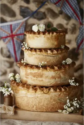  ??  ?? pies from the oven; Sarah frequently receives orders for four-tier ‘wedding pies’ through her online shop