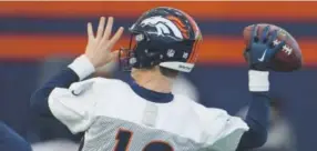  ??  ?? dec. 9: Manning started three days of throwing and other drills while attempting to return to team practices at Dove Valley headquarte­rs. Andy Cross, The Denver Post