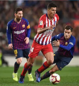  ??  ?? Above Brushing off Barcelona’s Philippe Coutinho last term Left Pep puts Rodri through his paces Below Emilio ‘The Vulture’ Butragueno