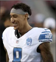  ?? SCOT TUCKER — THE ASSOCIATED PRESS ?? Detroit Lions wide receiver Josh Reynolds stands on the sideline during the NFC Championsh­ip game against the San Francisco 49ers in Santa Clara, Calif., on Jan. 28.