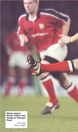  ?? PICTURE: Getty Images ?? Match-winner Ronan O’Gara was deadly at Vicarage Road