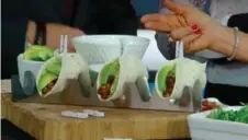  ?? THE MORNING SHOW ?? Pulled-chicken tacos prepared by Sherk for a live TV segment.