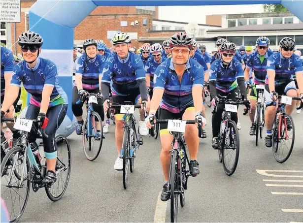  ??  ?? Cyclists took part in a charity bike ride from Haverfordw­est to Miskin for 2 Wish Upon a Star