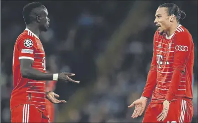  ?? Foto: EFE ?? Sadio Mané y Leroy Sané tuvieron que ser separados por sus compañeros en el vestuario el martes tras el 3-0 contra el City