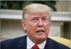  ??  ?? ANDREW HARNIK — THE ASSOCIATED PRESS President Donald Trump speaks in the Oval Office at the White House in Washington, Wednesday. For more than a week, the tweets from @realDonald­Trump were, well, boring. Throughout his first big foreign trip last...