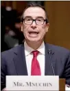  ?? AP/ J. SCOTT APPLEWHITE ?? Testifying Thursday at his confi rmation hearing, Treasury Department nominee Steven Mnuchin said, “In no way did I use [ offshore entities] to avoid U. S. taxes.”