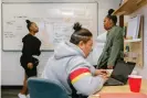  ?? Photograph: Erin Brethauer/The Guardian ?? Tenaya Jones, Ki Finao and Storm GreenLoe with the Young Women Freedom Center plan a town hall meeting on 29 October 2019 in San Francisco.