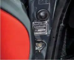  ??  ?? Below, left to right: Window frames and all other brightwork were restored and rechromed as necessary; Karmann Karosserie ID plate confirms where the 911’s body was assembled