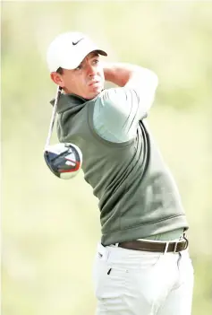  ?? — AFP photo ?? Rory McIlroy of Northern Ireland plays his shot from the third tee in his match against Justin Harding of South Africa during the second round of the World Golf Championsh­ipsDell Technologi­es Match Play at Austin Country Club on March 28, 2019 in Austin,Texas.