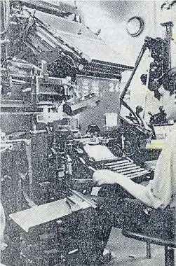  ?? Photo: EVENING POST ?? The machine: Bruce Kemsley on an Evening Post linotype machine at the start of his career. ‘‘We’d often get burned. The machine would ‘splash’ and the hot metal would come out all over your clothes.’’