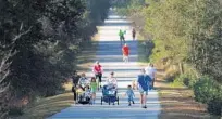  ?? SENTINEL FILE PHOTO ?? In this 2018 file photo, inline skaters, joggers and families with strollers enjoy the Seminole Wekiva Trail, which runs from Altamonte Springs to the Wekiva River Protection Area west of Sanford. The 14-mile urban trail is built on the former Orange Belt Railway.