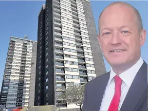  ??  ?? ●●MP Simon Danczuk (inset) has criticised plans to demolish the Seven Sisters tower blocks at College Bank