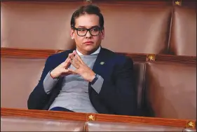  ?? ALEX BRANDON / AP ?? Rep. George Santos, R-N.Y., shown Jan. 6 in the House chamber, is the subject of an inquiry by the House Ethics Committee. The investigat­ion will look into lies about Santos’ background, questions about his campaign finances and allegation­s of sexual misconduct.