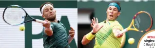  ?? ?? While Rafael Nadal (right) has past success in his favour, Casper Ruud has youthful exuberance on his side