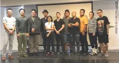  ??  ?? THE 13 new awardees: (L-R) Zeus Bascon, Cian Dayrit, Janos sela Cruz, Carlo Gabuco, Dina Gadia, Guerrero Habulan, Doktor Karayom, Raffy Napay, Archie Oclos, Shireen Seno, and Lynyrd Paras.