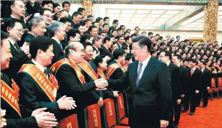  ?? YAO DAWEI / XINHUA ?? Xi Jinping, general secretary of the CPC Central Committee, meets officials who have contribute­d greatly to public security governance on Tuesday in Beijing.