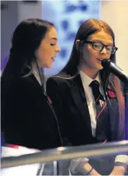  ??  ?? Music duo Stonelaw High School pupils Robyn Reilly and Eilidh MacKenzie