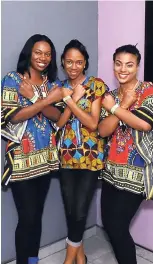  ??  ?? Gimmi mi African princess! These ladies from the company’s Procuremen­t Division pulled out all the stops and were dressed to the nines to view the hit film ‘Black Panther’ at Sandals’ private staff viewing at the Palace Multiplex on February 26. From...