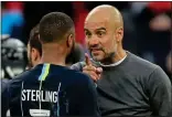  ??  ?? POINT OF ORDER: Guardiola instructs Sterling