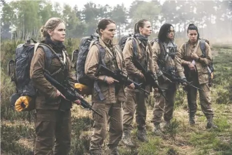  ?? PARAMOUNT PICTURES ?? From left, Jennifer Jason Leigh, Natalie Portman, Tuva Novotny, Tessa Thompson and Gina Rodriguez star in ‘Annihilati­on.”