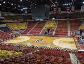  ?? Andrés Leighton/Associated Press ?? The basketball court of the Pan American Center at New Mexico State University is seen on Feb. 15 in Las Cruces, N.M.