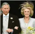  ?? Foto: Alastair Grant, dpa ?? Charles und Camilla nach ihrer Hochzeit am 9. April 2005.