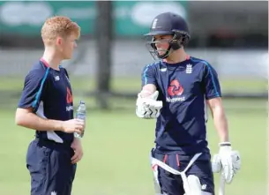  ?? — Reuters ?? England’s Ollie Pope and Sam Curran during nets.