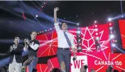  ??  ?? Prime Minister Justin Trudeau along with WE co-founders, Craig and Marc Kielburger, inspire 16,000 students and educators at WE Day Ottawa at the Canadian Tire Centre on November 9, 2016.