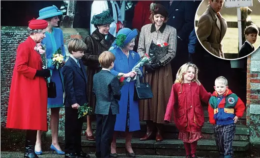  ??  ?? A MOMENTOUS CHRISTMAS: The Royal Family at Sandringha­m in 1991. Inset, Charles with William that same year