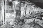  ??  ?? A BURNED-OUT stable at San Luis Rey Downs, where at least 46 of about 450 horses were killed.