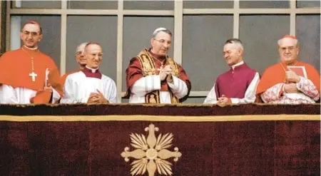  ?? AP ?? Pope John Paul I smiles as he appears on Aug. 26, 1978, at the central lodge of St. Peter’s Basilica at the Vatican soon after his election.