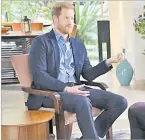  ?? Picture: RICHARD HARBAUGH/ABC VIA AP ?? This image released by ABC shows Prince Harry during an interview with Good Morning
America co-host Michael Strahan in Los Angeles on January 3, 2023,
to promote his memoir Spare.