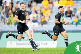  ?? Photo / Getty Images ?? One of Beauden Barrett or Richie Mo’unga may not be celebratin­g after the All Blacks selectors pick their team to play Argentina.