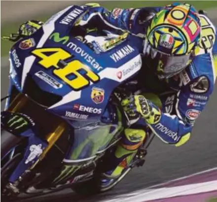  ??  ?? Valentino Rossi leads the MotoGP championsh­ip with 62 points after four rounds.